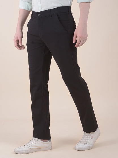Men's Khaki Solid Smart Fit Casual Trouser
