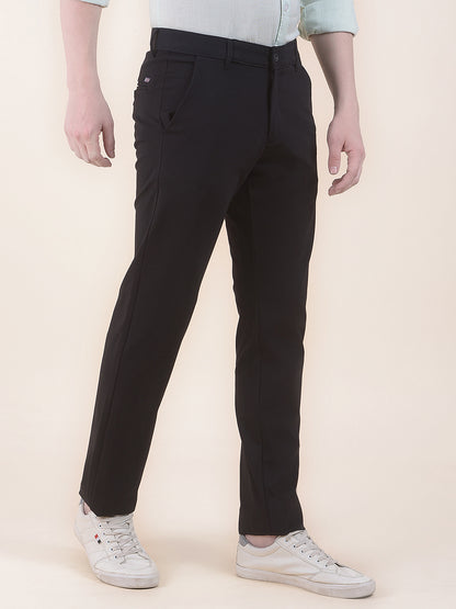 Men's Khaki Solid Smart Fit Casual Trouser