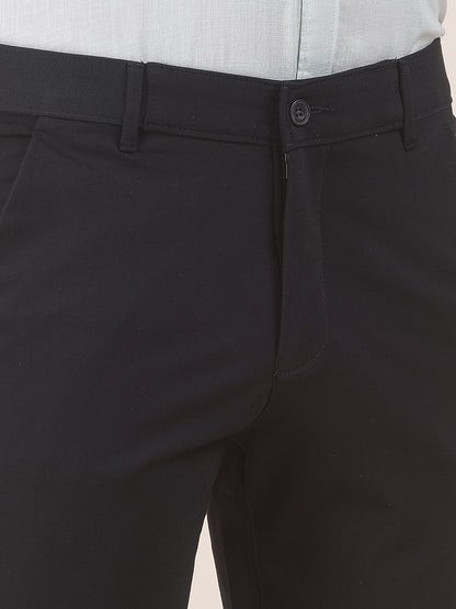 Men's Khaki Solid Smart Fit Casual Trouser