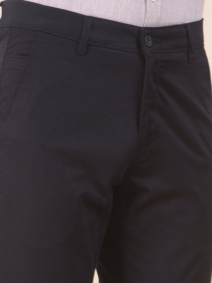 Men's Black Self Design Smart Fit Casual Trouser