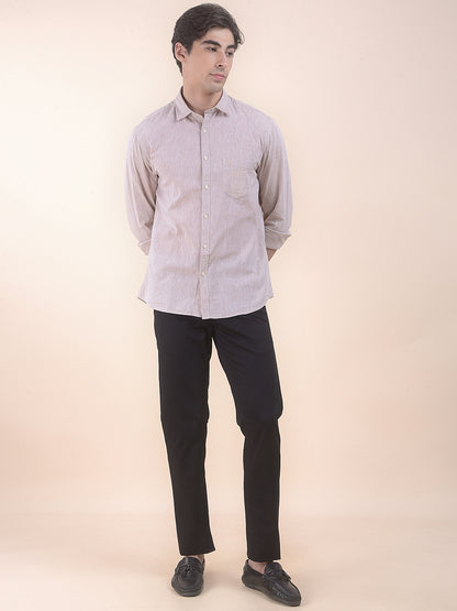 Men's Black Self Design Smart Fit Casual Trouser