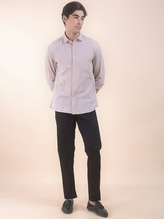 Men's Black Self Design Smart Fit Casual Trouser