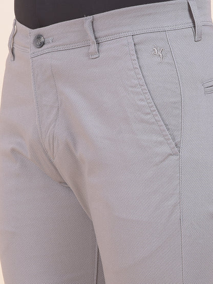 Men's Grey Self Design Smart Fit Casual Trouser