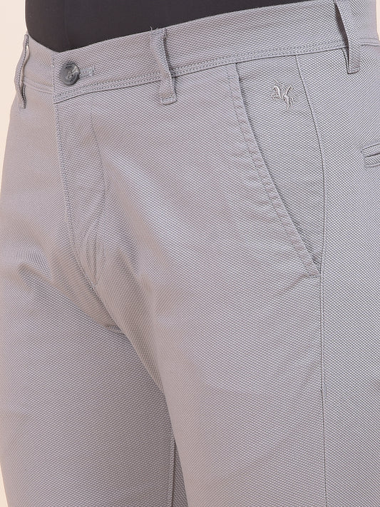 Men's Grey Self Design Smart Fit Casual Trouser