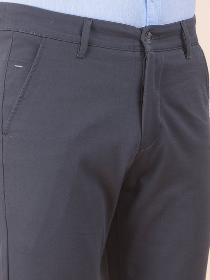 Men's Dark Grey Solid Smart Fit Casual Trouser