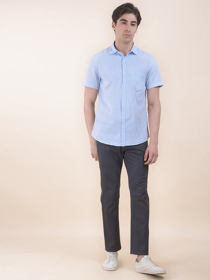 Men's Dark Grey Solid Smart Fit Casual Trouser