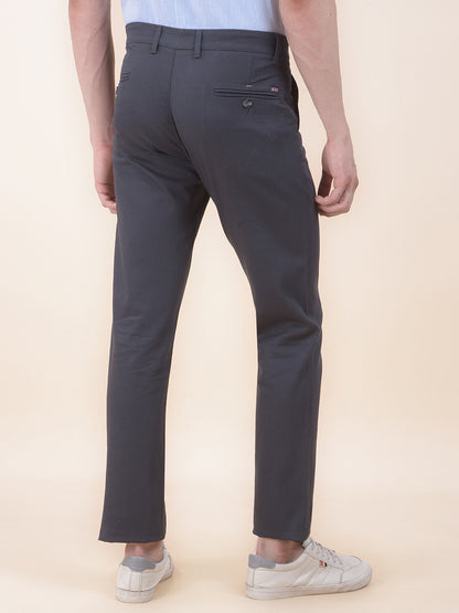 Men's Dark Grey Solid Smart Fit Casual Trouser