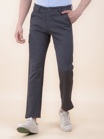 Men's Dark Grey Solid Smart Fit Casual Trouser