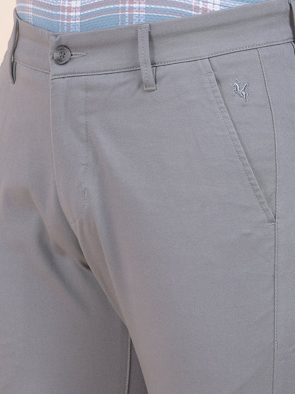 Men's Grey Solid Smart Fit Casual Trouser
