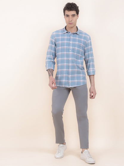 Men's Grey Solid Smart Fit Casual Trouser