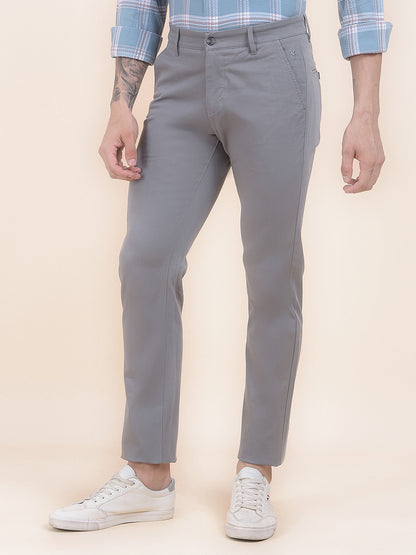 Men's Grey Solid Smart Fit Casual Trouser