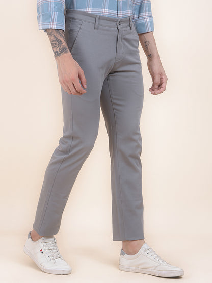 Men's Grey Solid Smart Fit Casual Trouser