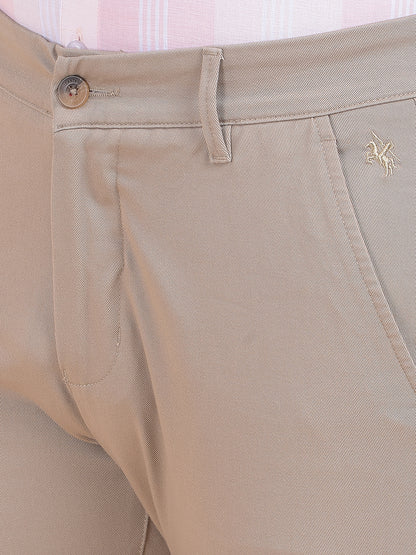 Men's Khaki Solid Smart Fit Casual Trouser