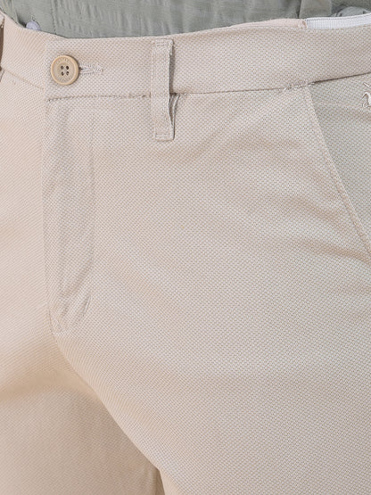 Men's Beige Smart Fit Printed Casual Trouser