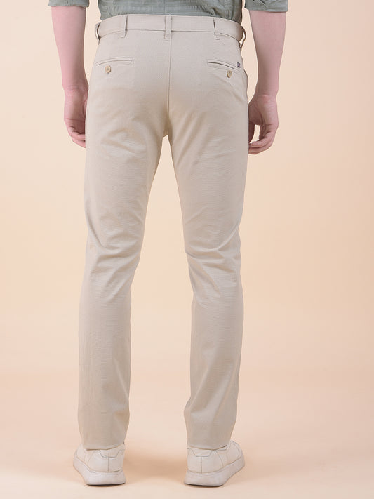 Men's Beige Smart Fit Printed Casual Trouser