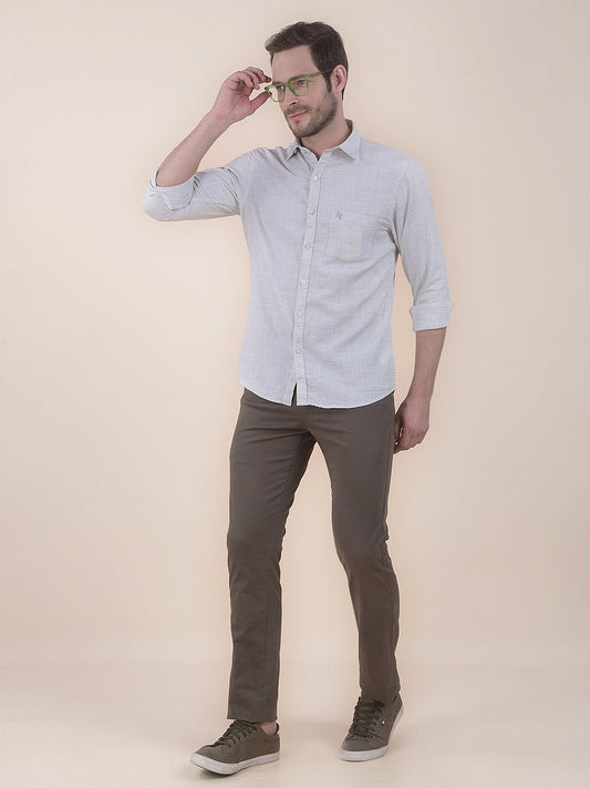  Olive Smart Fit Printed Casual Trouser