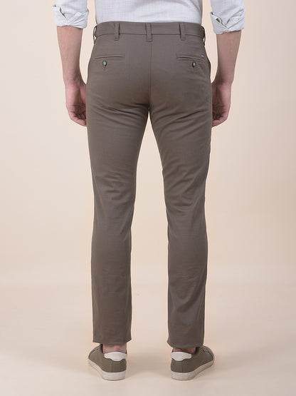 Men's Olive Smart Fit Printed Casual Trouser