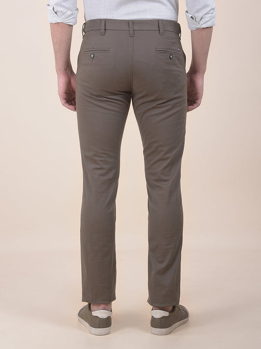 Men's Olive Smart Fit Printed Casual Trouser