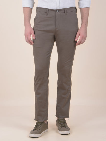 Men's Olive Smart Fit Printed Casual Trouser