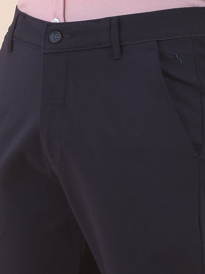 Men's Black Smart Fit Solid Casual Trouser