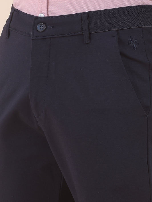 Men's Black Smart Fit Solid Casual Trouser