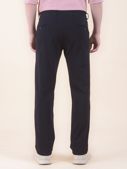 Men's Black Smart Fit Solid Casual Trouser