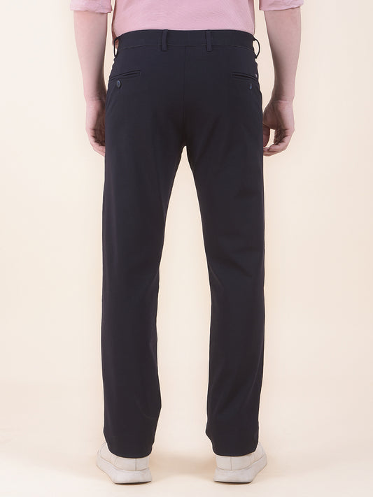 Men's Black Smart Fit Solid Casual Trouser