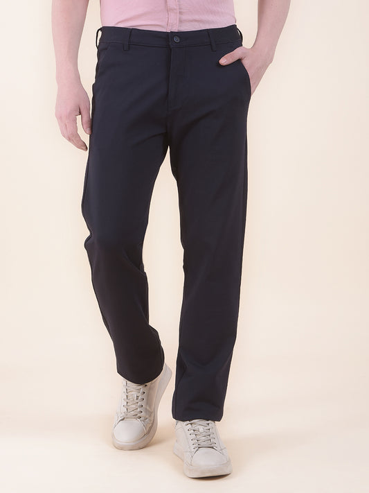Men's Black Smart Fit Solid Casual Trouser