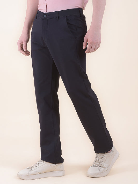 Men's Black Smart Fit Solid Casual Trouser