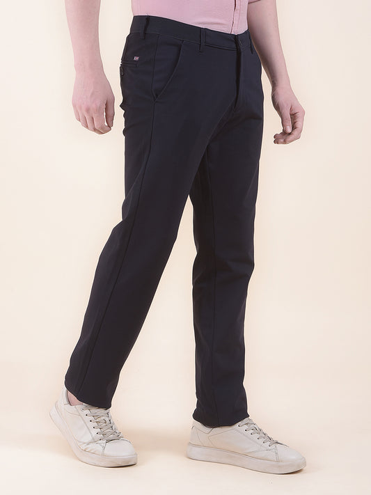 Men's Black Smart Fit Solid Casual Trouser