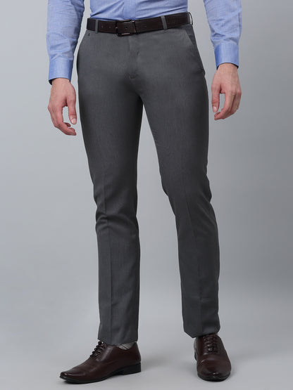 Men's Regular fit Flat front Grey  Trousers