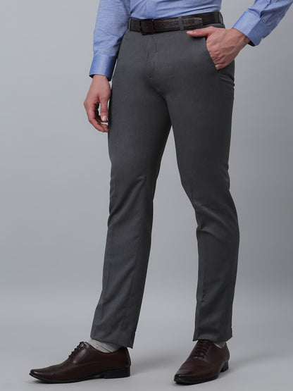 Men's Regular fit Flat front Grey  Trousers