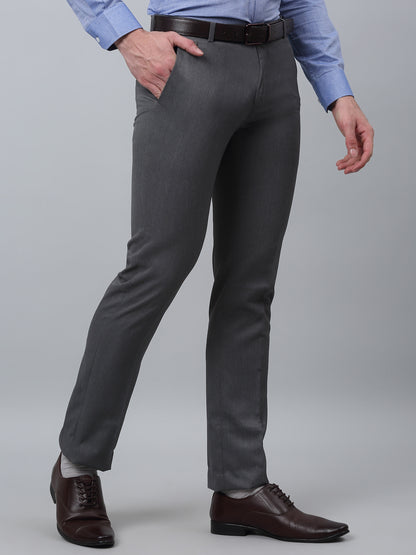 Men's Regular fit Flat front Grey  Trousers