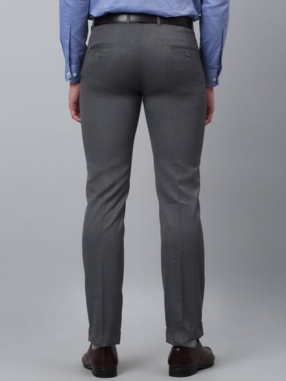 Men's Regular fit Flat front Grey  Trousers