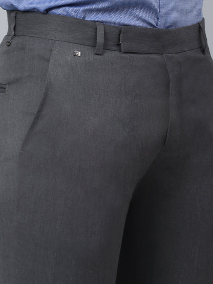 Men's Regular fit Flat front Grey  Trousers