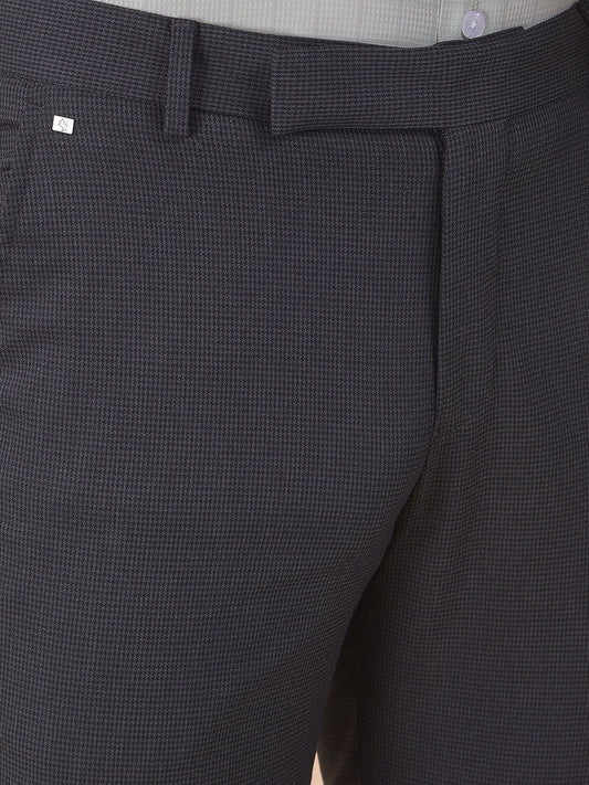 Men's Dark grey Regular Fit Self Design Formal Trouser