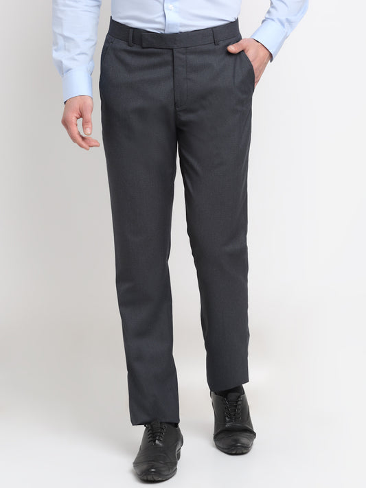 Men's Dark Green Regular Fit Solid Formal Trouser
