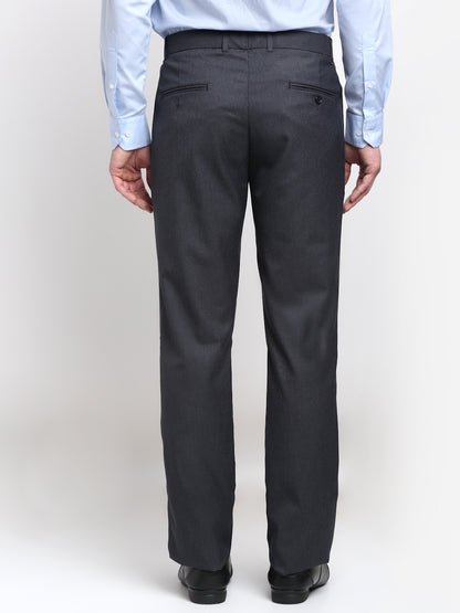 Men's Dark Green Regular Fit Solid Formal Trouser
