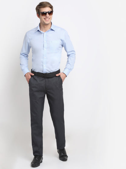 Men's Dark Green Regular Fit Solid Formal Trouser