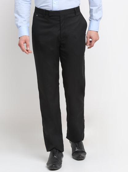 Men's Navy Regular Fit Solid Formal Trouser