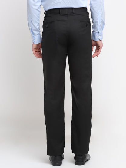 Men's Navy Regular Fit Solid Formal Trouser