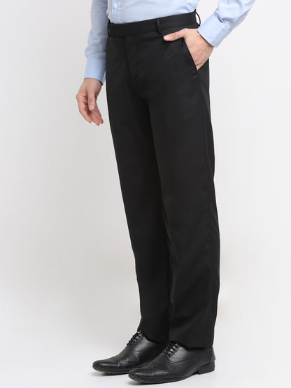 Men's Navy Regular Fit Solid Formal Trouser