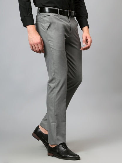 Men's Formal Flat front Grey  Trousers