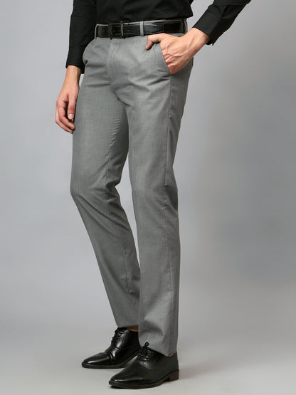 Men's Formal Flat front Grey  Trousers