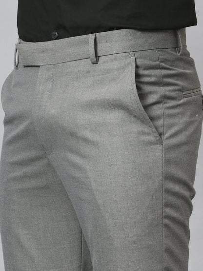 Men's Formal Flat front Grey  Trousers