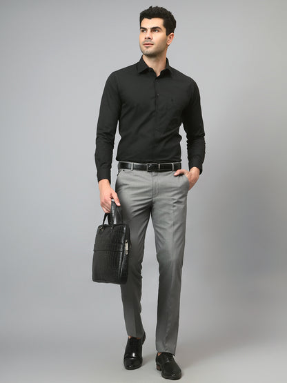 Men's Formal Flat front Grey  Trousers