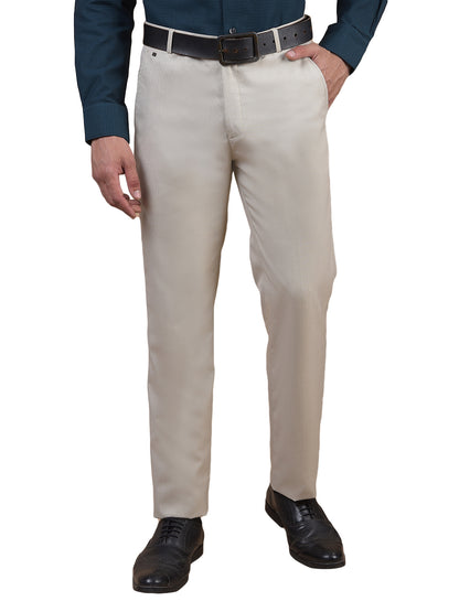 Formal Trouser for Men | Breathable & Soft with Color Fastness Regular Fit Poly Viscose Fabric Self Design Pattern Hook & Eye Closure