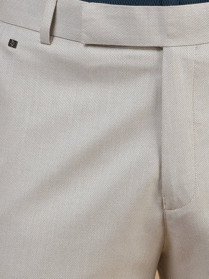 Formal Trouser for Men | Breathable & Soft with Color Fastness Regular Fit Poly Viscose Fabric Self Design Pattern Hook & Eye Closure