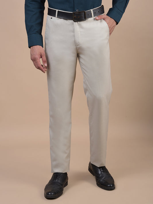 Formal Trouser for Men | Breathable & Soft with Color Fastness Regular Fit Poly Viscose Fabric Self Design Pattern Hook & Eye Closure