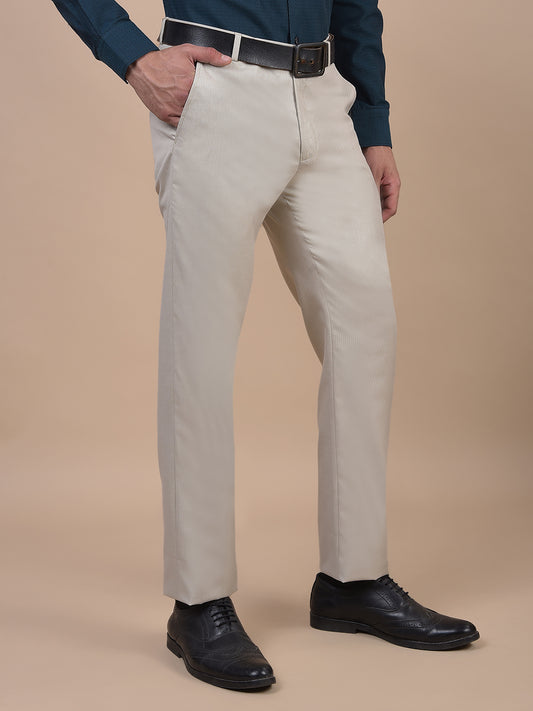 Formal Trouser for Men | Breathable & Soft with Color Fastness Regular Fit Poly Viscose Fabric Self Design Pattern Hook & Eye Closure